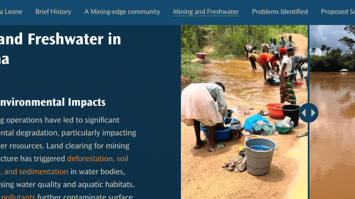Screenshot of Mining vs Freshwater Story Map