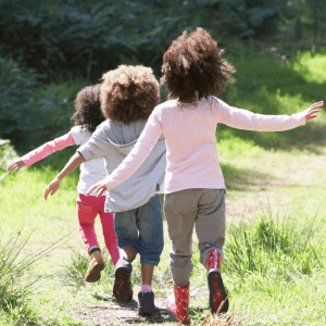 Children playing on trail
