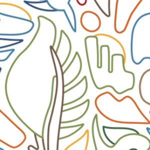 Abstract line art on white background, IUCN logo on right.