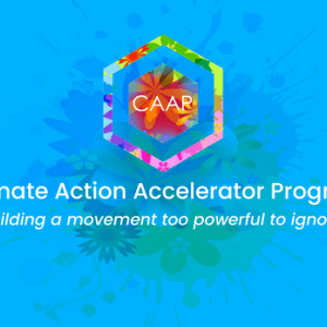 Graphic with logo for the Climate Action Accelerator Program Building a Movement too powerful to ignore.