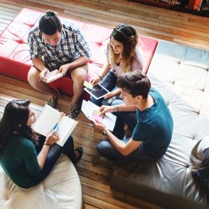Group of people sitting and talking