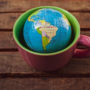Cup with a small globe inside it