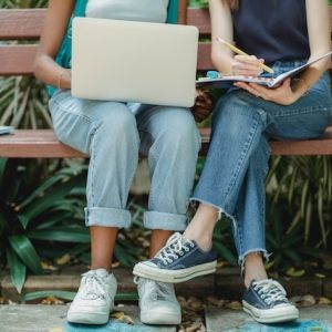 Two Women Studying Together